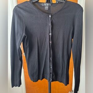 August Silk Black Button-Down cardigan